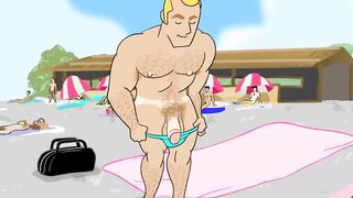 Cartoon XXX Gay Men on the Nude Beach