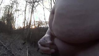 Fat gay man masturbates outdoors alone