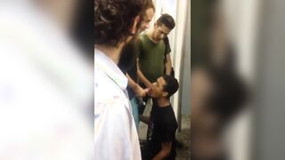 Public Restroom Blowjob by Amateur Gay Couple