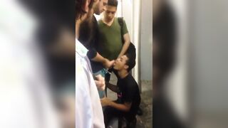 Public Restroom Blowjob by Amateur Gay Couple