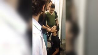 Public Restroom Blowjob by Amateur Gay Couple