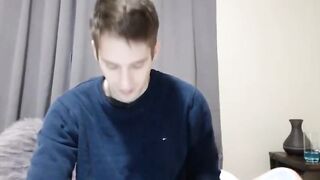 Twink Jerks Off on Webcam, Showing Big Dick