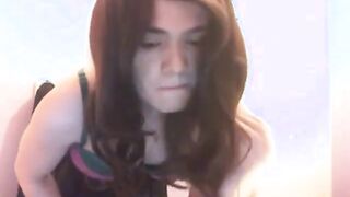 Femboy Twink Strokes on Webcam