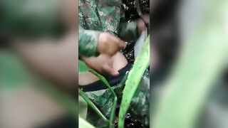 Soldier Beats Off Outdoors - Amateur Latin Military Handjob