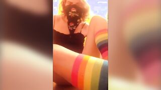 Twink Crossdresser Rides Dildo and Cums