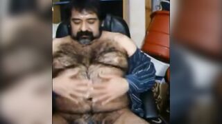 Hairy Bear Daddy Stroking Big Cock