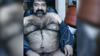 Hairy Bear Daddy Stroking Big Cock