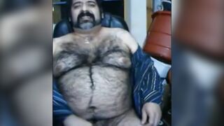 Hairy Bear Daddy Stroking Big Cock