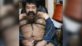 Hairy Bear Daddy Stroking Big Cock