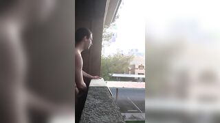 Exhibitionist Jacking Off on Balcony Almost Seen