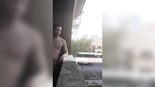 Exhibitionist Jacking Off on Balcony Almost Seen