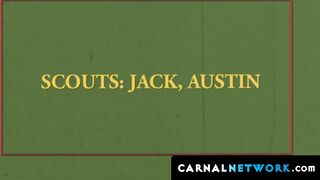 Two young twink scouts Austin Young and Jack Andram fucks each other bareback inside