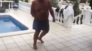 Fat Latin Daddy Strips Outdoors with His Bear