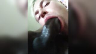 Amateur White Guy Sucks a Big Black Cock