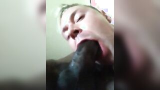 Amateur White Guy Sucks a Big Black Cock