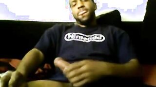 Black Guy Strokes & Cums on Cam