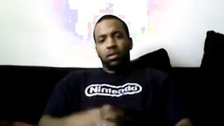 Black Guy Strokes & Cums on Cam