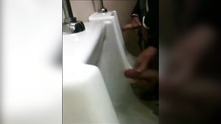 Outdoor Wank Session for Two Slim Dicks at the Urinals