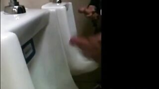 Outdoor Wank Session for Two Slim Dicks at the Urinals