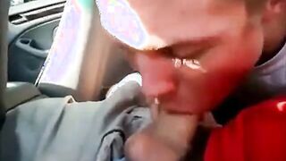 Backseat Blowjob and Cum Swallow