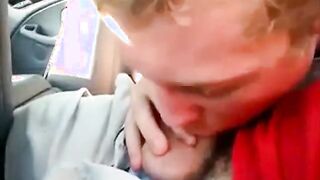 Backseat Blowjob and Cum Swallow