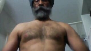 Indian Daddy Strokes & Explodes with Pleasure